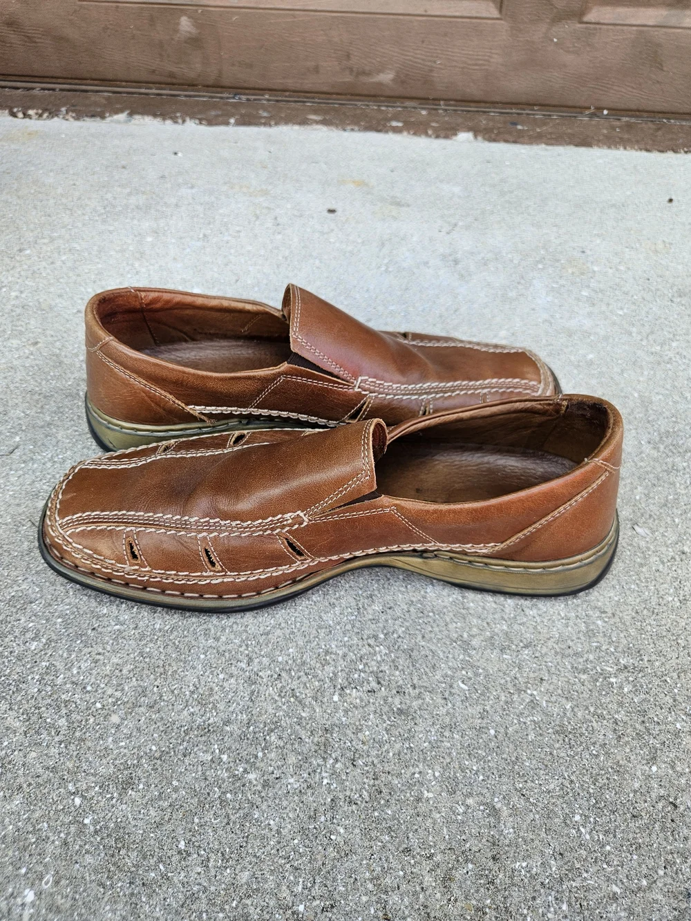 JOSEF SEIBEL Mens Fisherman Loafer Size 41 Brown Leather Slip On Casual Shoes